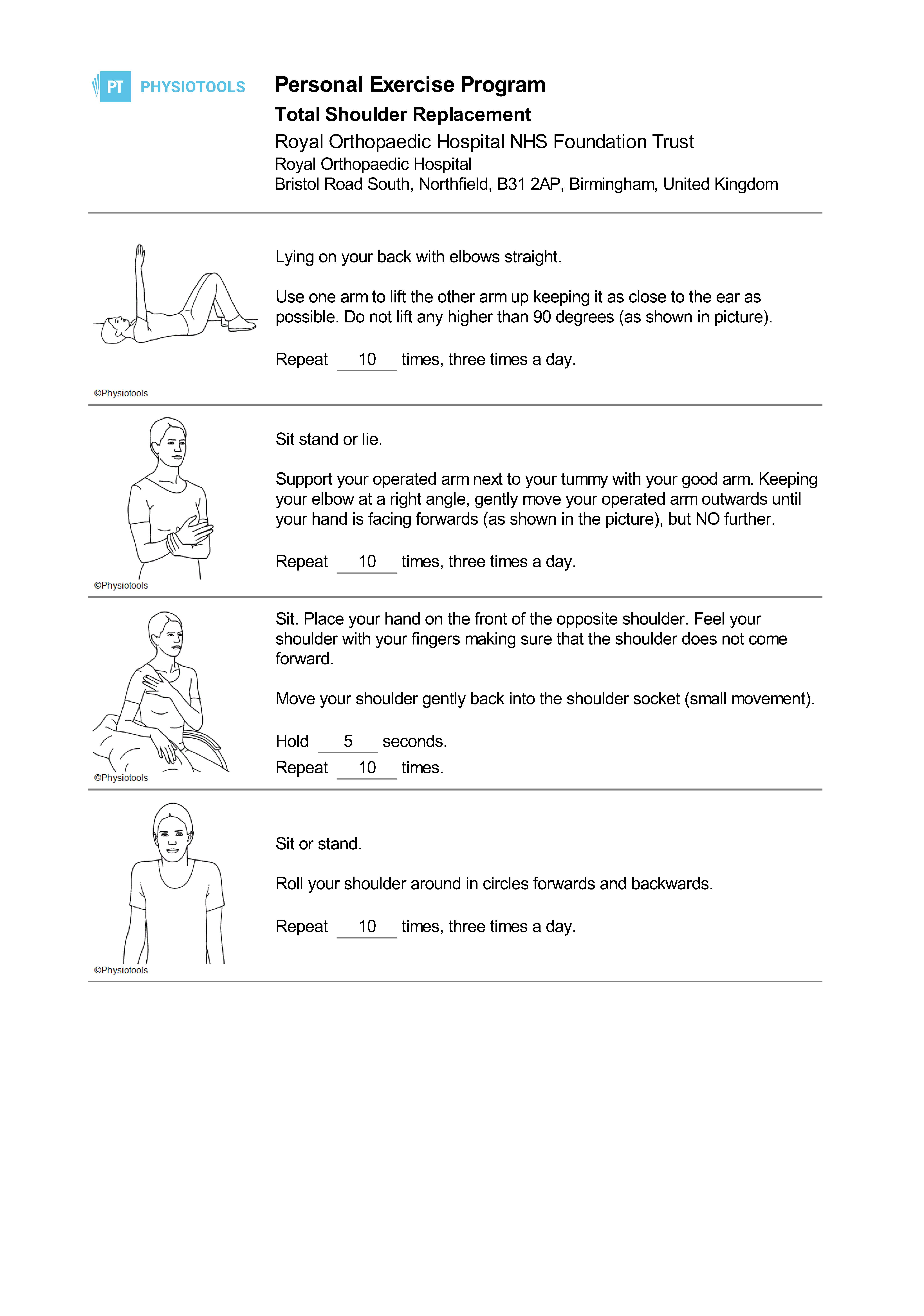 Royal Orthopaedic Hospital Unconstrained Shoulder Replacement